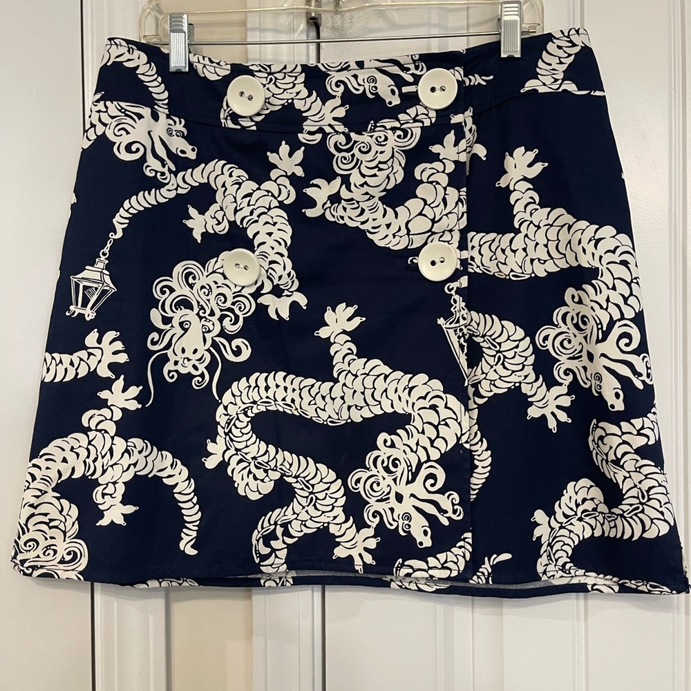 Lilly Pulitzer A-Line Blue and White Mini Skirt